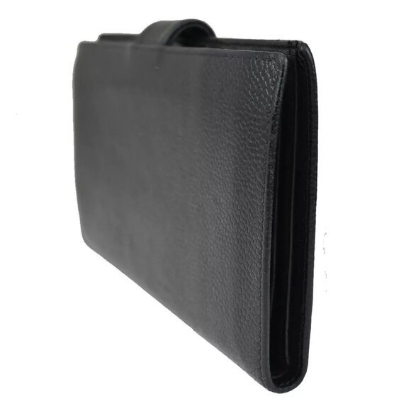 CHANEL CC Logo Long Bifold Wallet Purse Caviar Skin Leather Black France 81RJ714 - Picture 4 of 11